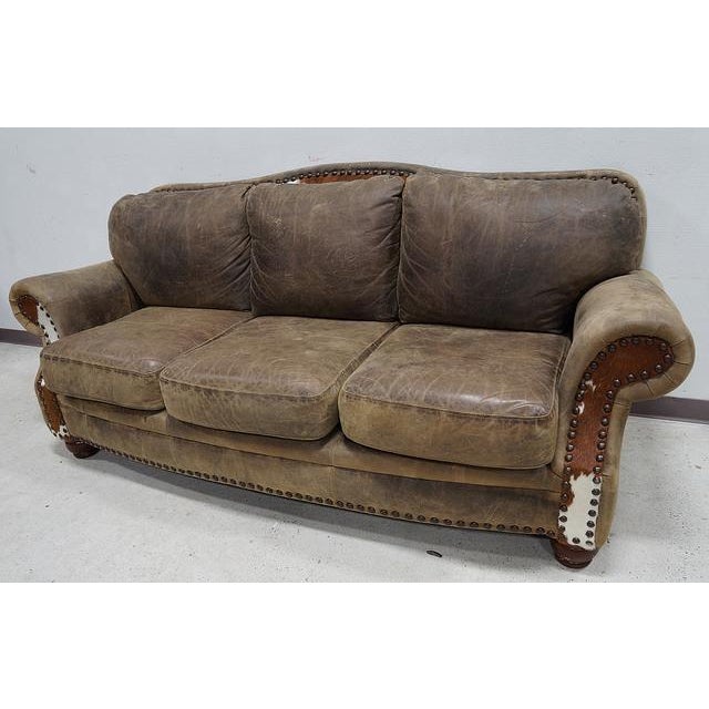 Genuine Saddle Leather Cowhide Sofa Chairish