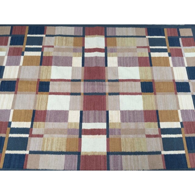 Geometric Indian Dhurrie Wool Rug 4' x 6' Chairish