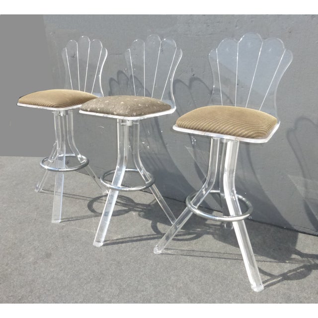 Vintage Mid Century Lucite Swivel Bar Stools - 3 | Chairish