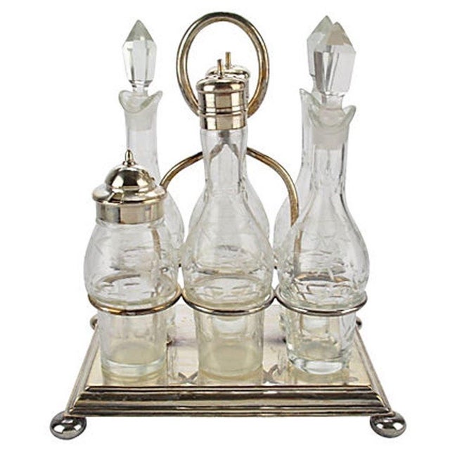 Antique Silver Table Cruet Set Original Cut Glass Chairish