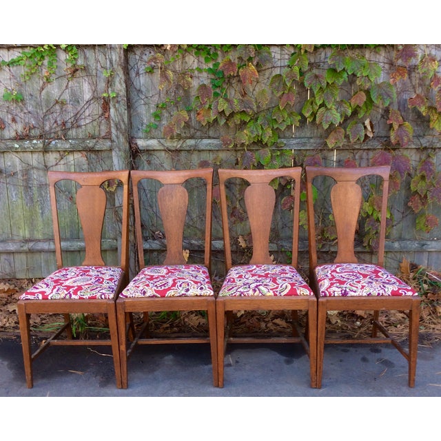 Oak Reupholstered Dining Chairs Set of 4 Chairish