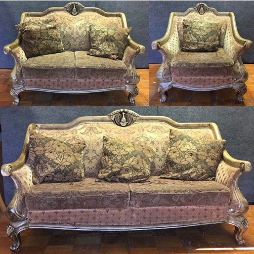 Carved Wooden Frame Loveseat Chairish