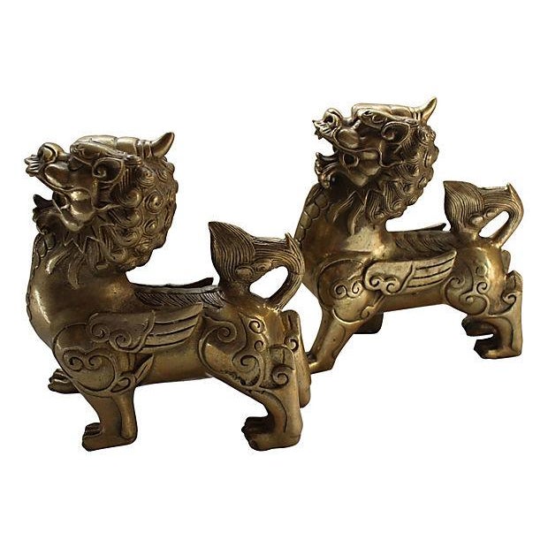 Brass Foo Dog Statues A Pair Chairish