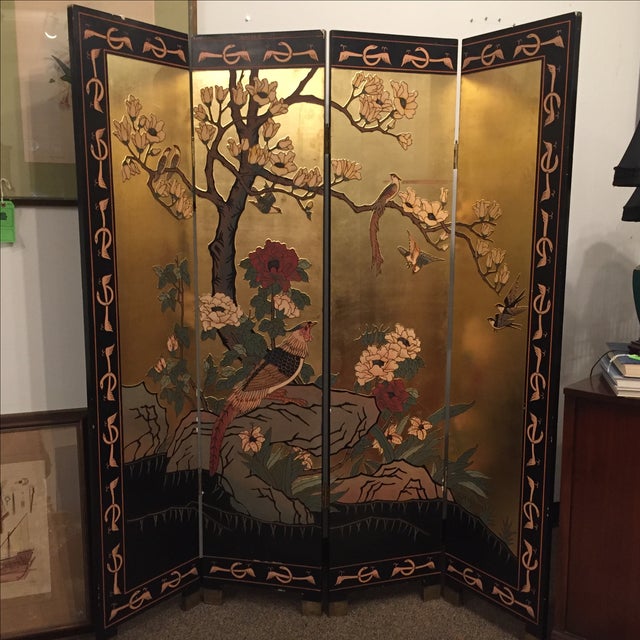 Antique Coromandel 4 Panel Screen Chairish