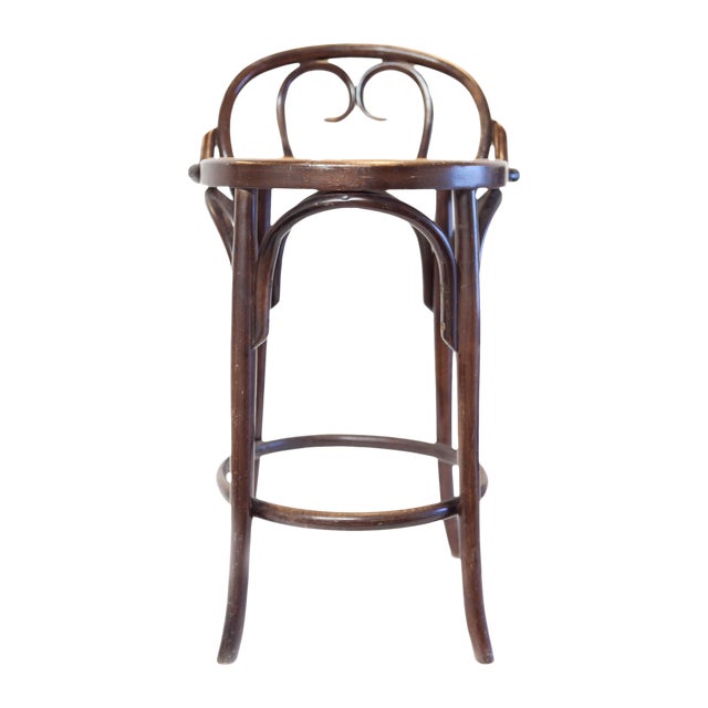 Vintage Style Bentwood Barstool Caned Seat Chairish