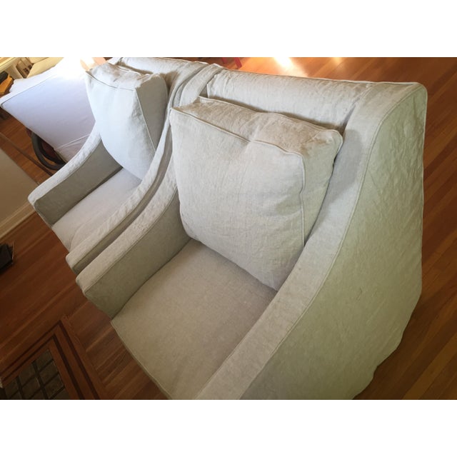 Designer Linen Slipcover Club Chairs A Pair Chairish