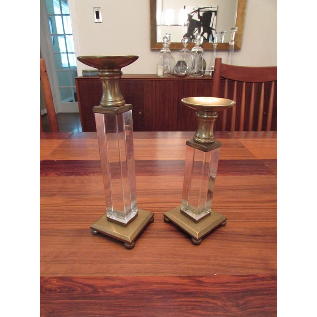 Striking Brass & Lucite Candle Holders A Pair Chairish