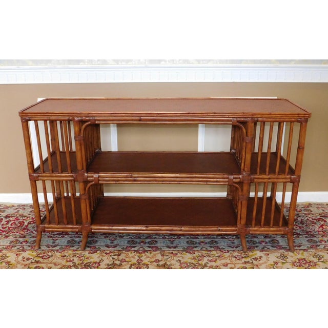 Ethan Allen Rattan Media Console Sofa Table | Chairish