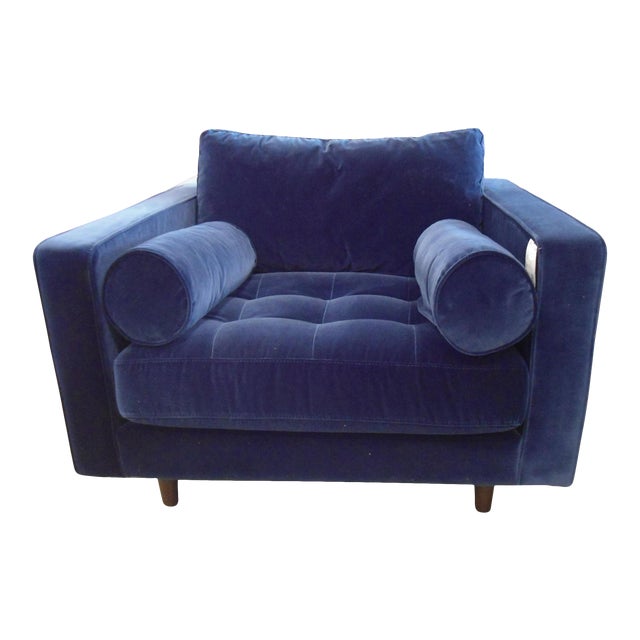 Navy Blue Velvet Armchair Chairish