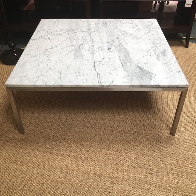 Crate & Barrel Square Stainless Steel & Marble Top Coffee Table Chairish