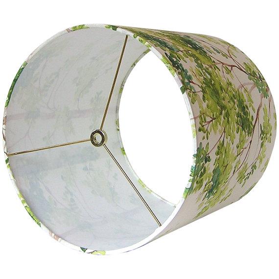 Large Vilber Trees Green Custom Drum Lamp Shade | Chairish