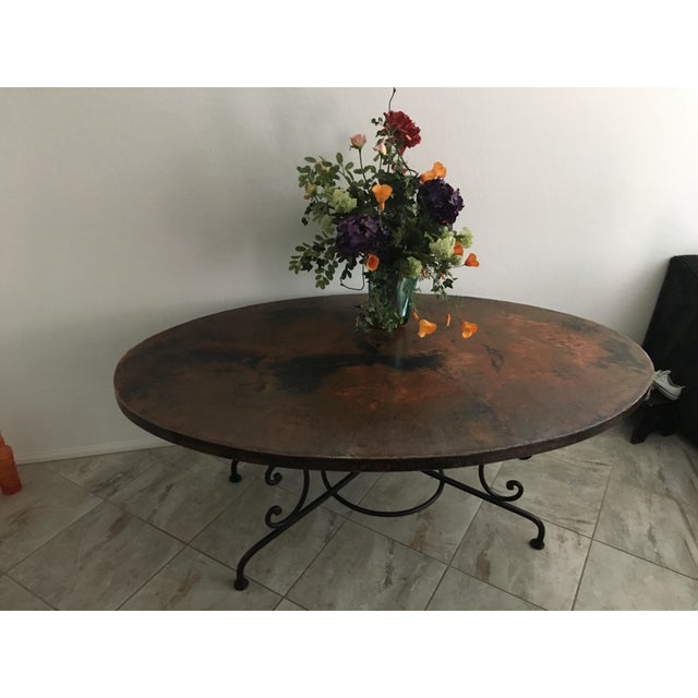 Arhaus Hammered Copper Oval Dining Table | Chairish