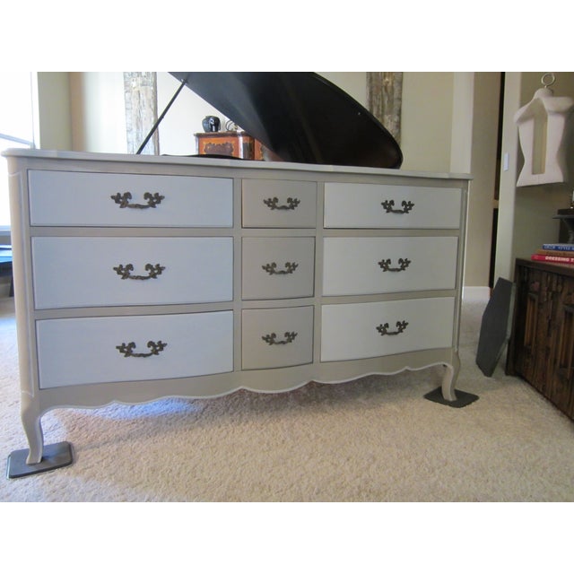 French Country Refinished Two Tone Gray Dresser Chairish