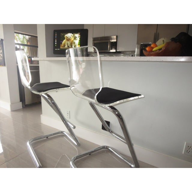 Vintage Lucite Acrylic Bar Stools Pair Chairish