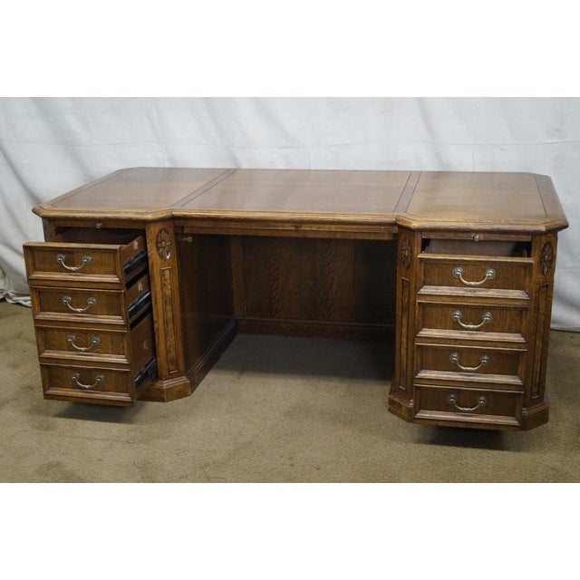 Alex Stuart Design Large Oak Chippendale Style Executive Desk Chairish