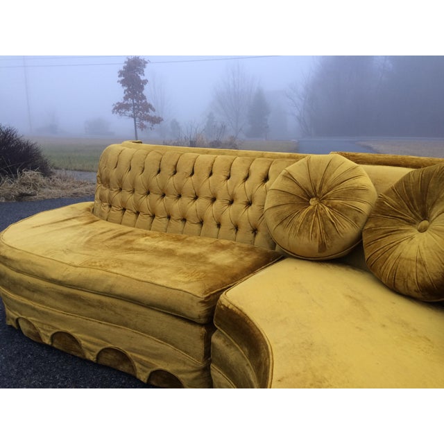 Serpentine Tufted Gold Velvet Sectional Sofa | Chairish