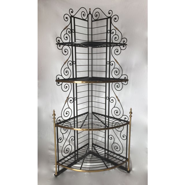 Vintage French Brass & Iron Corner Baker's Rack Chairish