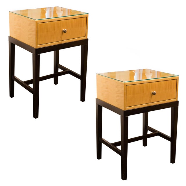 Dark Mahogany and Maple Night Stands Pair Chairish