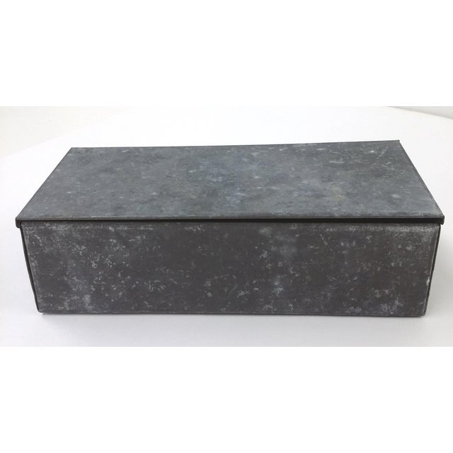 Mini Galvanized Industrial Steel Lidded Box | Chairish