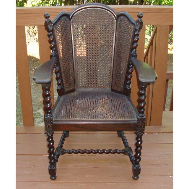 Antique Victorian Jacobean Barley Twist Cane Chair Chairish