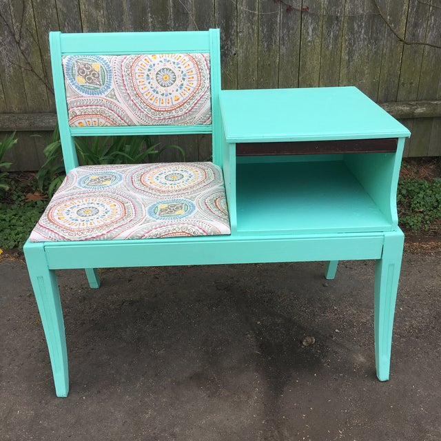 Upcycled Aqua Telephone Bench Table Chairish