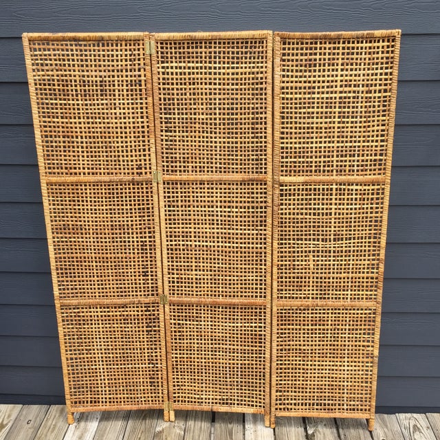 Rattan Screen Room Divider | Chairish