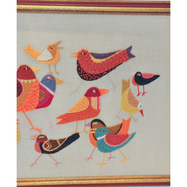 Midcentury flock of birds embroidery  chairish