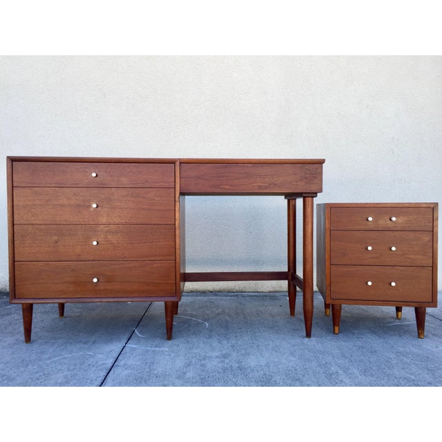 Mid Century Teak Desk and Vanity Chairish