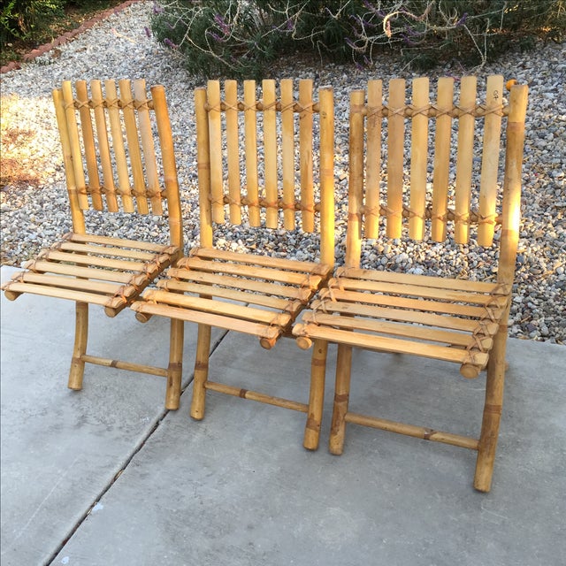 Vintage Tiki Bamboo Folding Chairs, Set of 3 Chairish