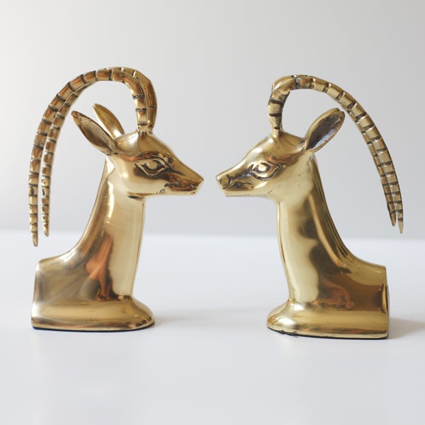 Brass Ibex Animal Bookends Pair Chairish