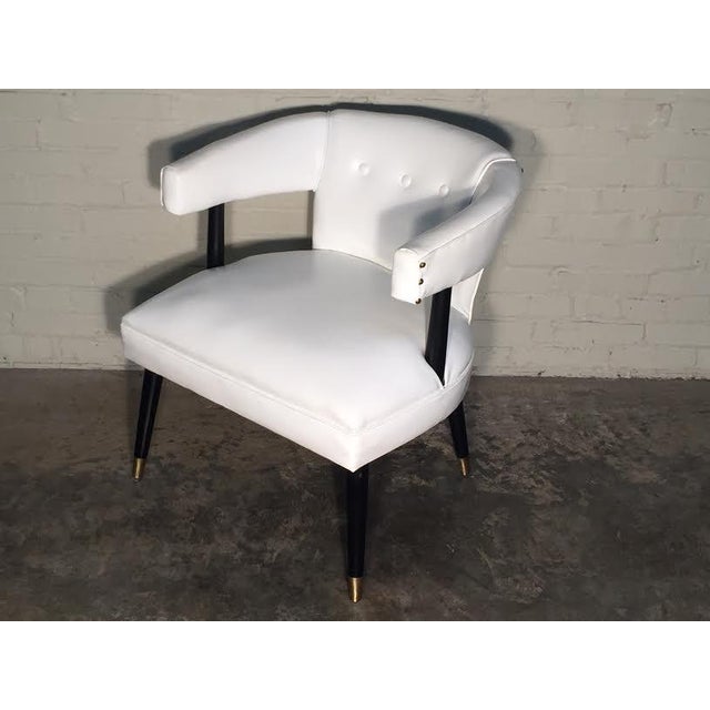 White MidCentury Leather Accent Chair Chairish