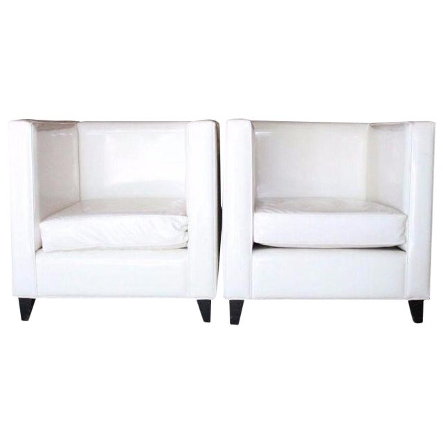Modern White Club Chairs A Pair Chairish