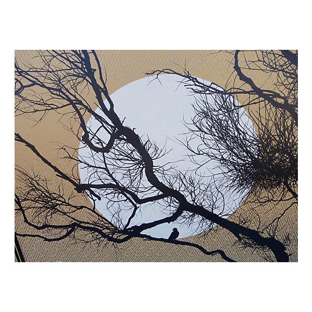 Large Moon and Tree Silhouette by Letterman | Chairish