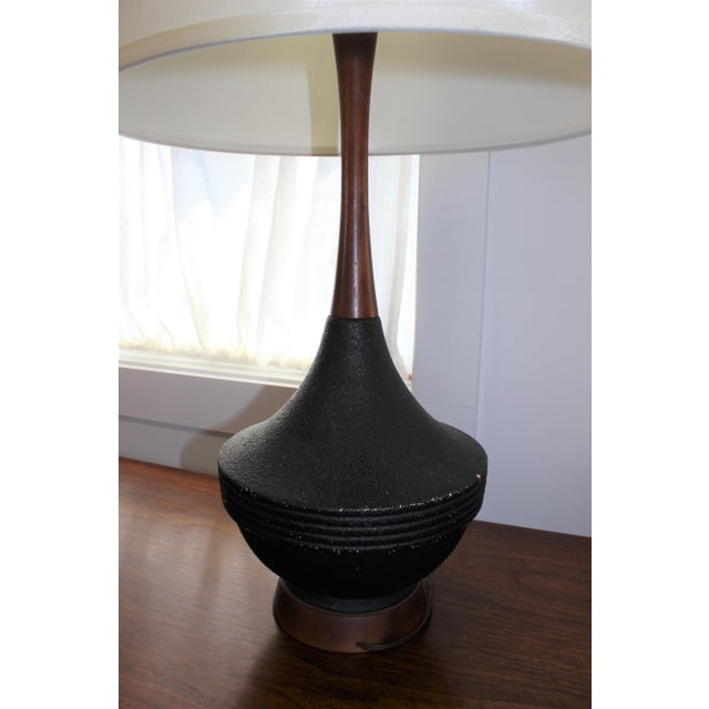 MidCentury Modern Black Ceramic Table Lamp Chairish