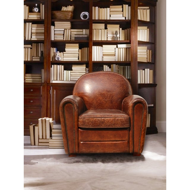 Pasargad Genuine Leather Paris Club Chair Chairish