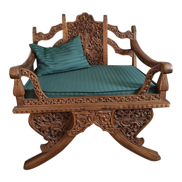 Antique Thai Hand Carved Teak Buddha Howdah Elephant Saddle Chair