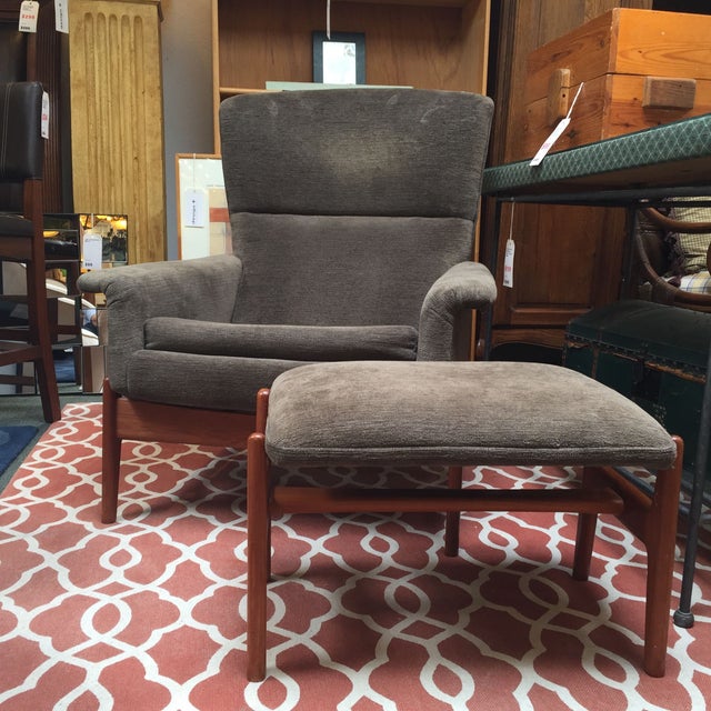 Dux Mid Century Modern Rocking Armchair & Ottoman Chairish
