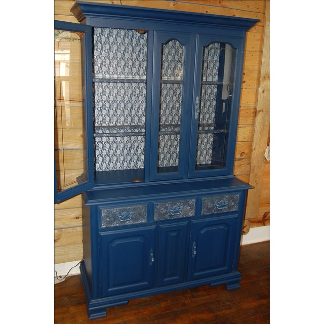 Navy Blue Painted China Cabinet | Chairish
