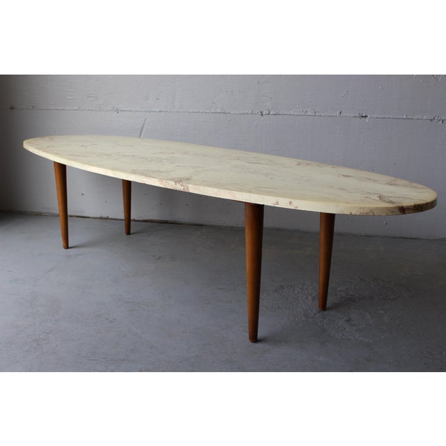 Mid-Century Surfboard Travertine Coffee Table | Chairish