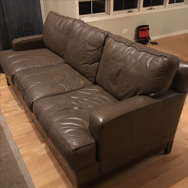 Ethan Allen Avanti Brown Leather Sofa Chairish