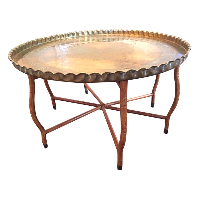 MidCentury HandHammered Brass Tray Coffee Table Chairish