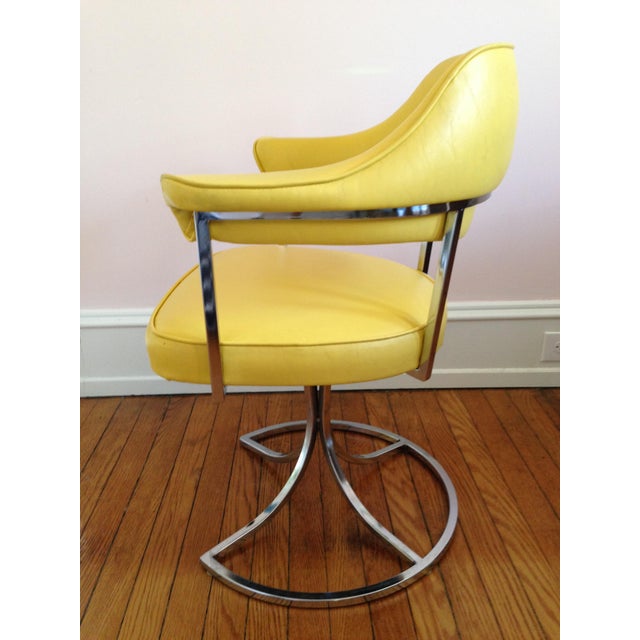 Chrome & Yellow Leatherette Swivel Chairs Chairish
