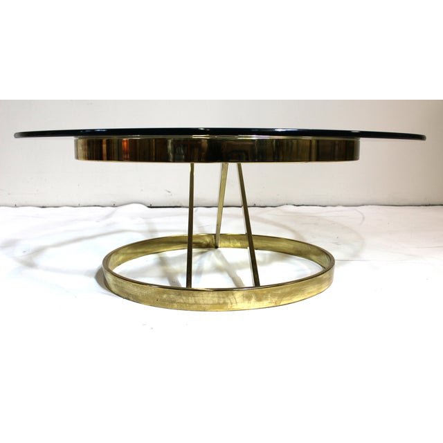 Milo Baughman Style Brass & Glass Coffee Table Chairish
