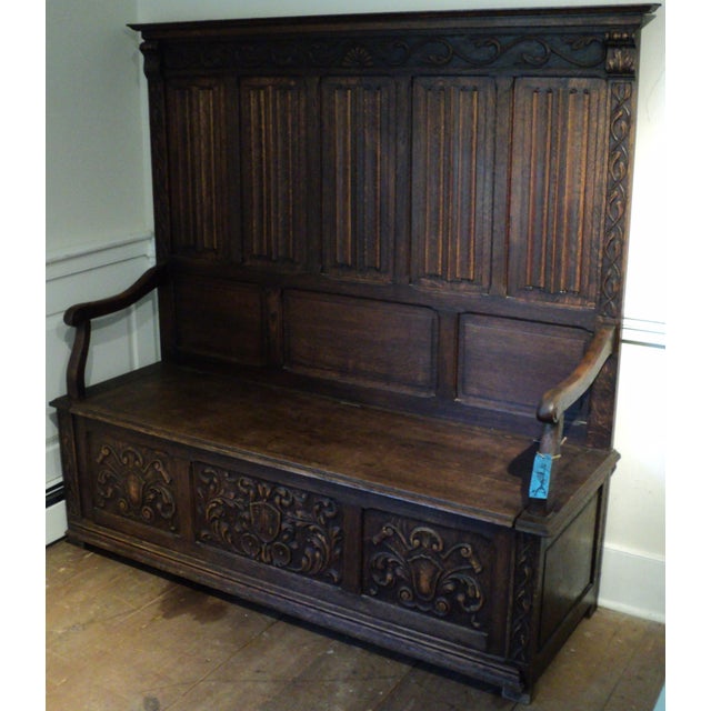 Antique English Ornate Hall Mud Room Fireside Bench With ...