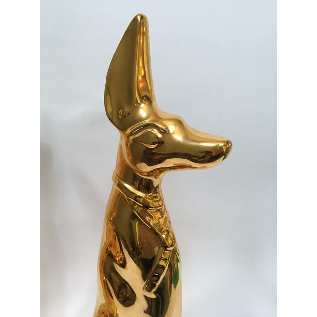 Gold Brass Tone Egyptian Dog Statues A Pair Chairish
