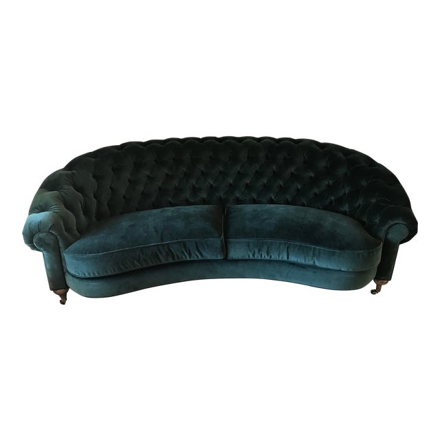 Anthropologie Green Velvet Cadwyn Tufted Sofa Chairish