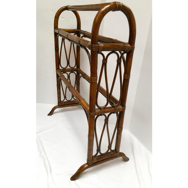 Vintage Rattan Wood Blanket/Towel Rack Chairish