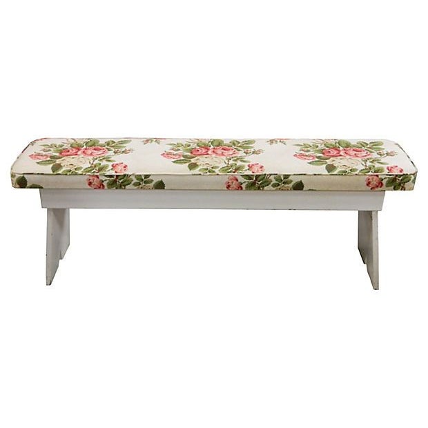 Farmhouse Bench with Cushion | Chairish