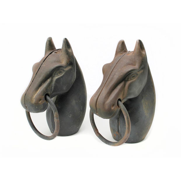 Equestrian Cast Iron Hitching Post Caps a Pair Chairish