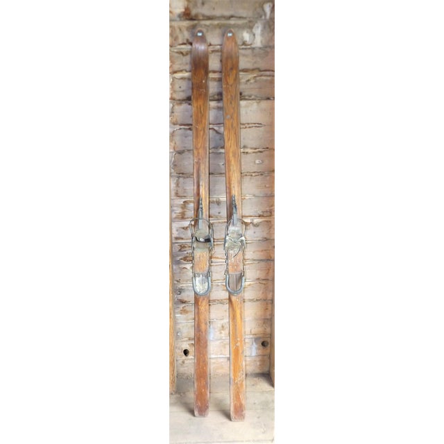 Antique Wood Snow Skis Chairish